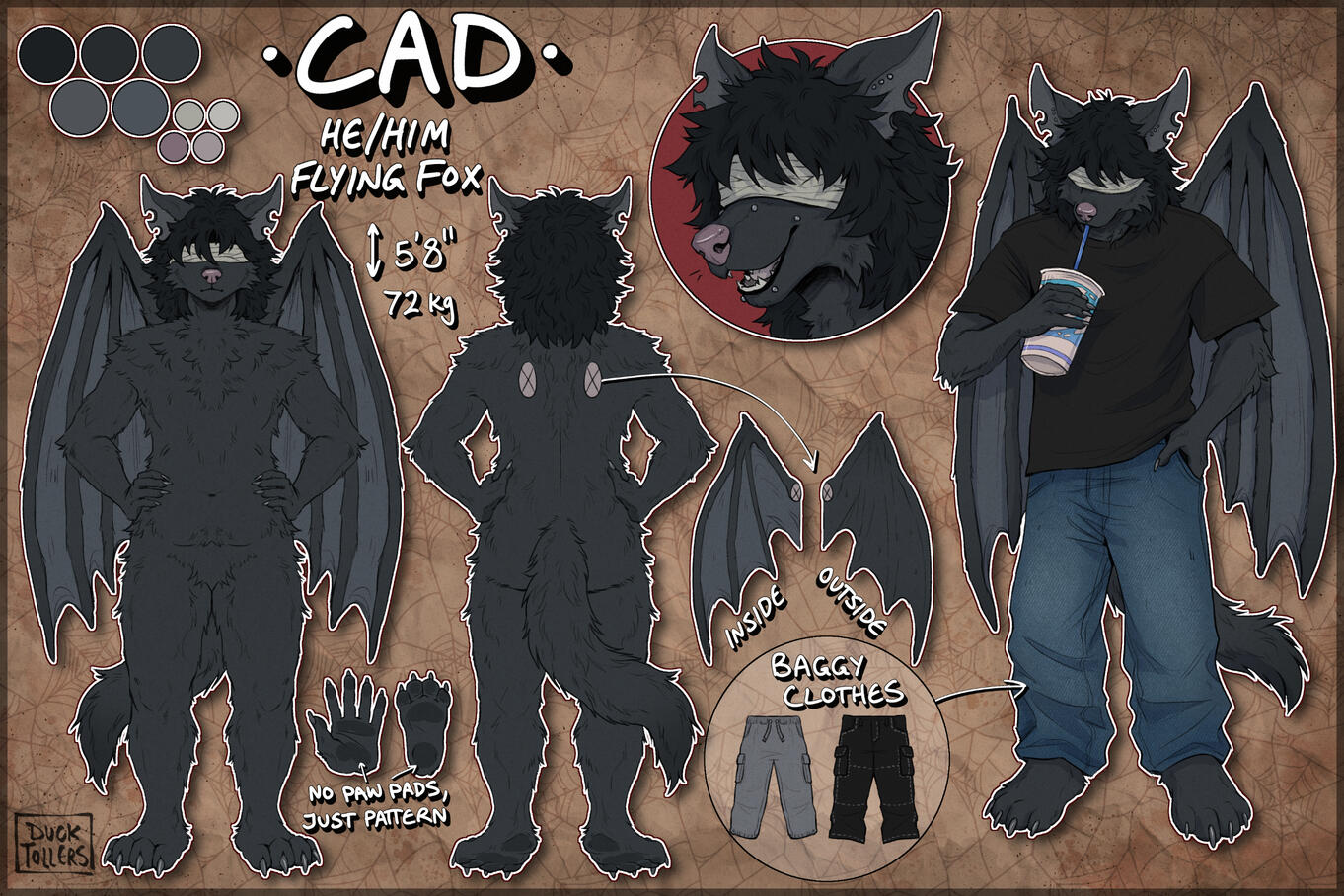 simple reference ($50) + full-body ($40) + headshot ($20) + extras (pants) ($5) (= $115)